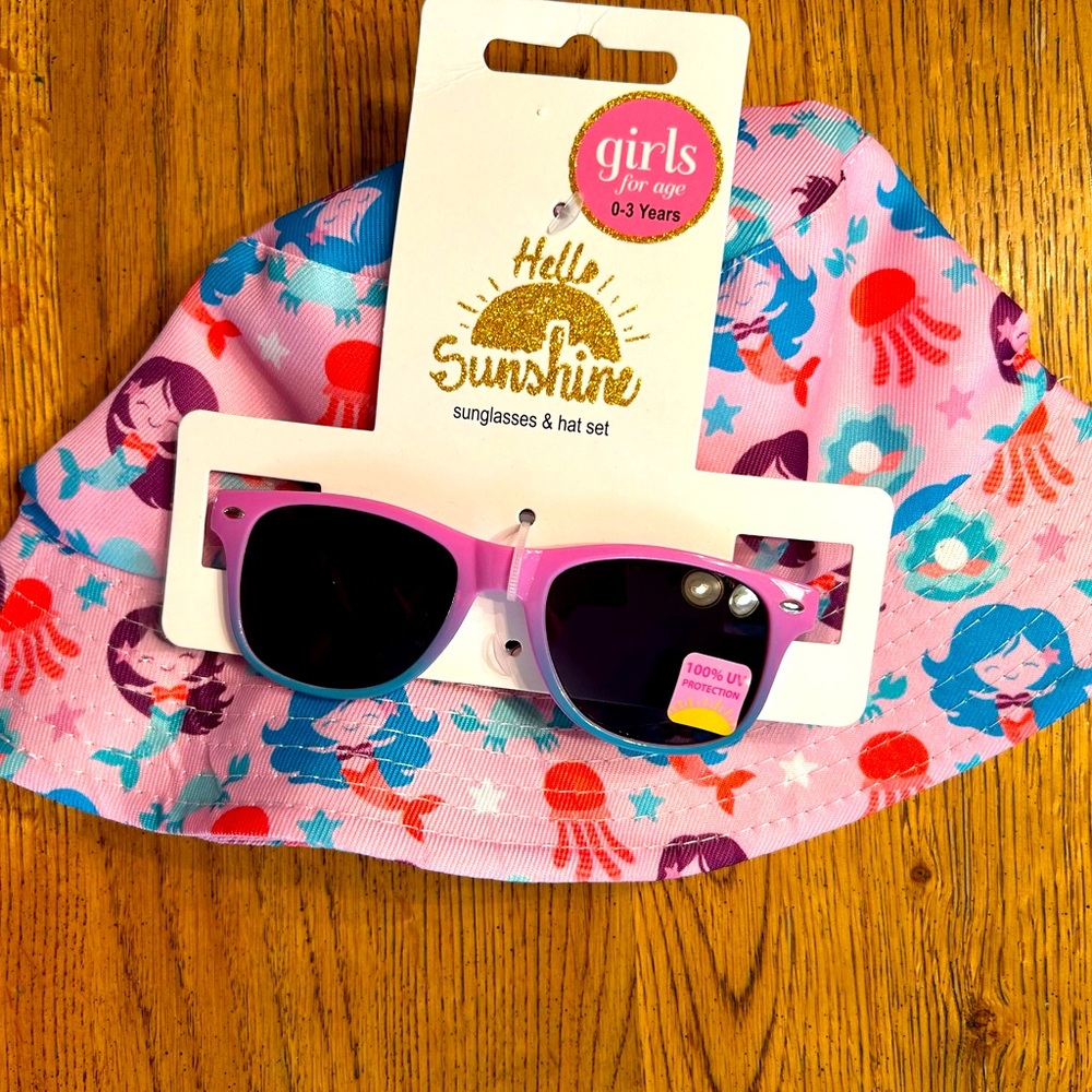 Girls 0-3 sunglasses & hat set mermaid NEW
